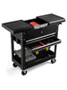 Industrial Service Cart Lockable Tool Organizer w/ Drawers-Black
