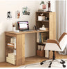 Computer Desk Wooden PC Laptop Table Writing Workstation 6-Tier Storage Shelves