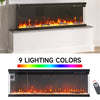 3Sided Electric Media Fireplace Wall Recessed Inset Fire Glass Panoramic 50 60''