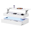 LED Coffee Table With Lift Top and Storage Drawers Living Room Furniture White