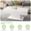 High Gloss Coffee Table with LED Light Rectangle Living Room Furniture White