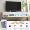 Floating TV Unit Stand, Wall Mount TV Cabinet with Storage LED Lights