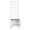 Hallway Furniture Set Wardrobe with Coat Rack Shoe Cabinet Bench & Cushion White