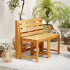 Acacia Wood Outdoor Dining Table with 2 Built-in Chairs