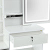 Dressing Table Mirror Drawers Vanity Makeup Desk Stool Set With LED Lights White