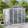 8x8ft Large Plastic Shed Outdoor Garden Tools Storage House with 2 Doors & Floor