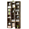 Tall Bookshelf with 21 Compartments and 10 Adjustable Shelves, Brown