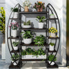 8 Tier Large Plant Stand Industrial Curved Oval Flower Pot Rack Staggered Shelf