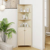 172CM Tall Corner Modern Corner Storage Cabinet with Shelves and Fluted Doors