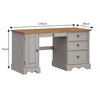 Corona Computer Desk Grey Straight Office Solid Wooden Pine Dressing Table Wood