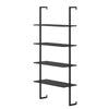 4-Tier Wall-Mounted Bookshelf with Metal Frame for Living Room-Black