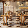 Round Bar Table, 39.4" H High Top Cocktail Bistro Pub Table with Metal Footrest