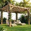 3 x 3 m Wooden Pergola Kit, Garden Gazebo Shelter for Climbing Vines, Dark Brown