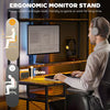 Computer Desk Home Office Gaming Desk Monitor Stand Power Outlets LED Lights