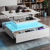 High Gloss LED Coffee Table With Hidden Storage Lift Top & 2 Drawers Furniture