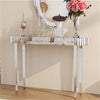 Elegant Glass Entryway Silver Console Table w/ Sturdy Square Mirrored Glass Legs