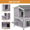 Wooden Outdoor Cat House 2 Tier with Balcony Waterproof Roof Large Shelter