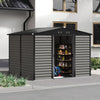 Wood Effect Garden Storage House with 2 Sliding Doors Outdoor Metal Sheds 10x8ft
