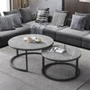 Round Nesting Coffee Table Set of 2 Solid Marble Grey Side End Desk Accent Table