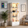 Display Cabinets with Glass Doors & RGB Lights,4 Tier Curio & Bookcase Storage