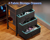 L Shaped Gaming Desk with LED Lights & Power Outlets 140x80cm Corner