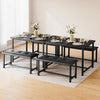 Dining Table Set for 4 w/ 2 Upholstered Benches, Space Saving Kitchen Table Set