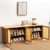 Sittable Shoe Cabinet Storage Cupboard Footwear Stand Rack Wooden 4 Rattan Doors