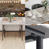 Rectangular Marble Dining Table 4-6 Seaters Black Metal Legs Kitchen Furniture