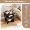 3-Tier Modern Bedside Table Nightstand with Drawer Set of 2-Black