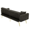 FABRIC SOFA BED LOVE SEAT SOFA SETTEE COUCH WITH GOLD METAL LEGS & CUSHIONS GREY