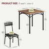3-Piece Dining Table Set for 2 Compact Kitchen Table & Chairs Space Saving Squar
