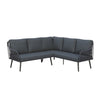 8 Seater Black Garden Corner Sofa Set with Rope Effect with Matching Dini FTR211