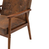 Linen/Distressed Leather Lounge Chair Occasional Retro Tub Armchair Padded Seat