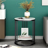 2Tier Round Side Table Marble Top Coffee Table Bedroom Nightstand Indoor Outdoor