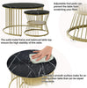 Round Coffee Table Set Nested Faux Marble Black Adjustable Height Living Room