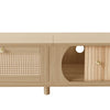Solid Wood & Rattan TV Stand - Natural Style Cabinet with Doors & Drawers UK