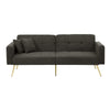 FABRIC SOFA BED LOVE SEAT SOFA SETTEE COUCH WITH GOLD METAL LEGS & CUSHIONS GREY