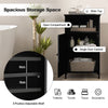 Freestanding Storage Organizer Wooden Bathroom Floor Cabinet-Black