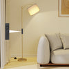 Gold Floor Lamp Free Standing Light with Bulb Linen Shade Remote Control Bedroom