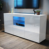 White Modern TV Stand Unit Cabinet High Gloss Doors LED Light Sideboard Cupboard
