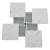 White Marble Look Coffee Table with Sliding Drawers, 90x90cm Square End Table