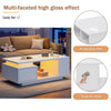 High Gloss Coffee Table with LED Lights 1-Darwer Light Up Open Storage End Table