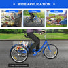 24 Inch Adult Trike Tricycle Foldable 3 Wheel Bike 7-Speed With Basket Blue UK