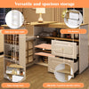 Sideboard Bar Table with Storage Cabinet, Drawer, Spice Rack, Adjustable Shelves