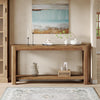 63 Inch Entryway Console Table, 2-Tier Farmhouse Narrow Sofa Table Behind Couch