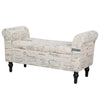 Vintage Printed Upholstered Storage Ottoman Bench Bed End Window Seat w/ Armrest
