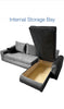 Aston Sofa Bed with Storage Left & Right Hand Facing L Shaped Grey