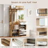 Hallway Entryway Storage Unit with Mirror, Drawer, Flip-Down Doors & Shoe Bench