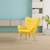 Modern Accent Chair Upholstered Button Single Sofa Wood Legs High Back Armchair