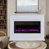 Electric Fireplace Wall Mounted LED Flame Heater Remote Timer Black Modern